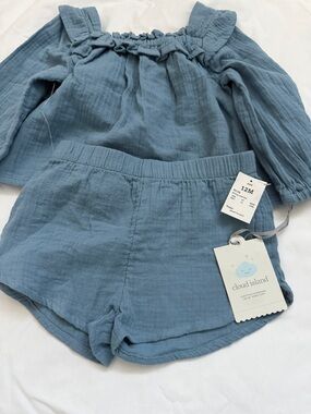 cloud island Dusty Blue Girls' Short Set